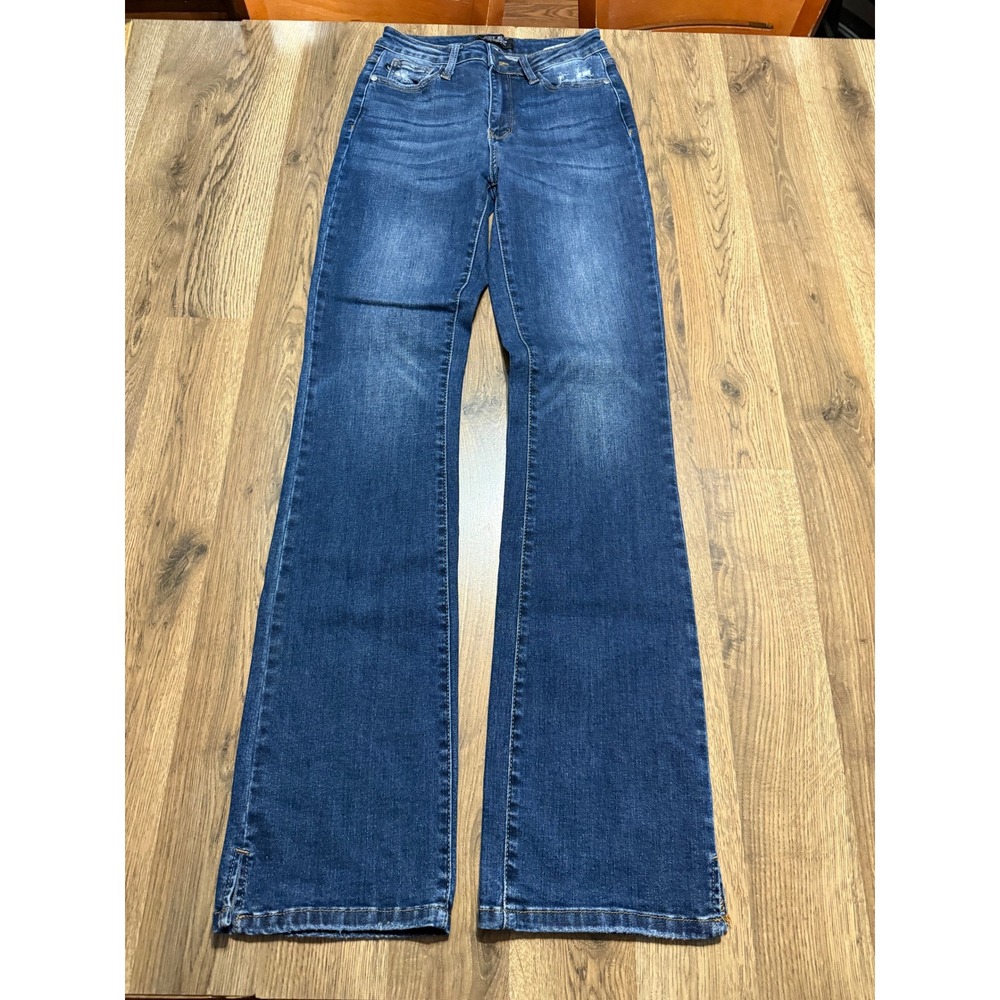 Judy Blue Jeans Womens Size 3/26 Blue Denim Flare Distressed High Rise